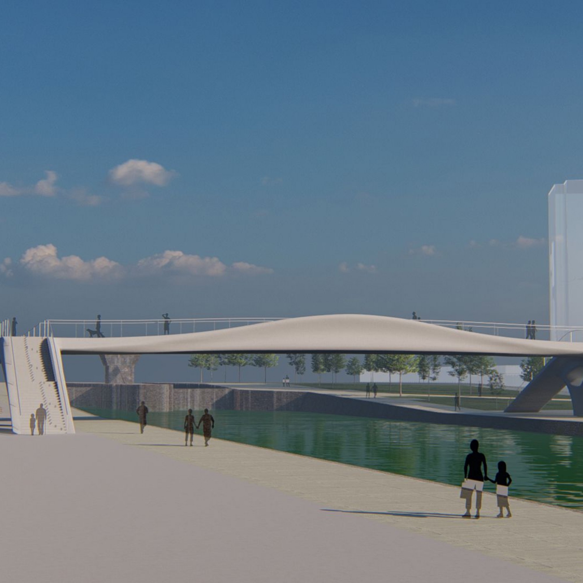 Paris construit le premier pont imprimé 3D béton du monde sur le canal Saint-Denis à Aubervilliers.