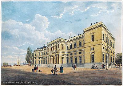 Siège de la première Académie, le Collège latin (ici sur une aquatinte de 1855) est un haut lieu culturel en ville. 