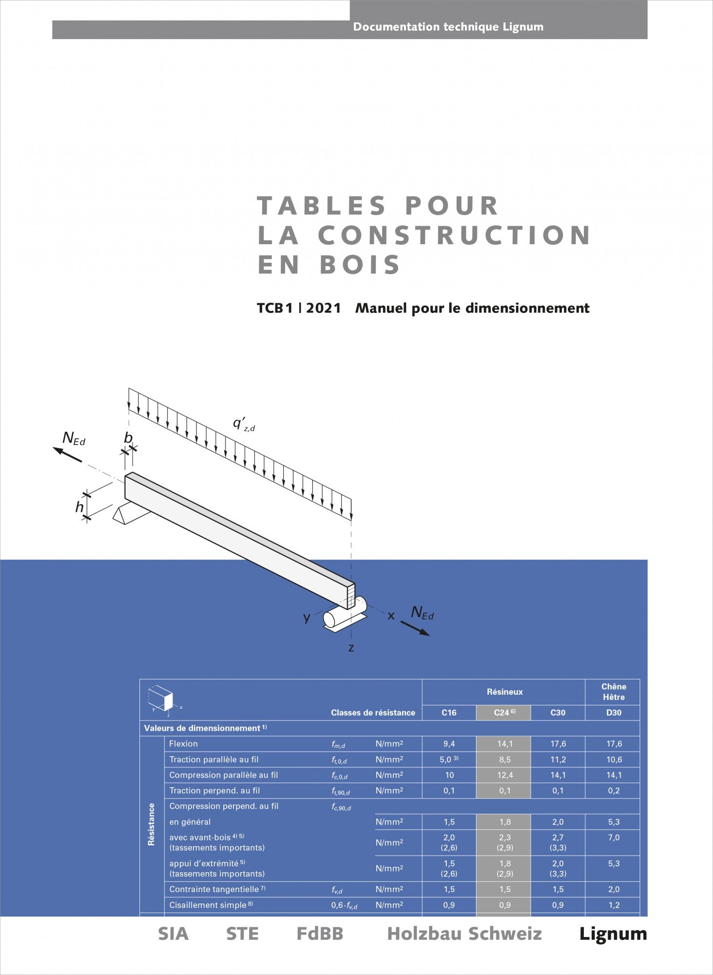 Tables pour la construction en bois , manuel pour le dimensionnement