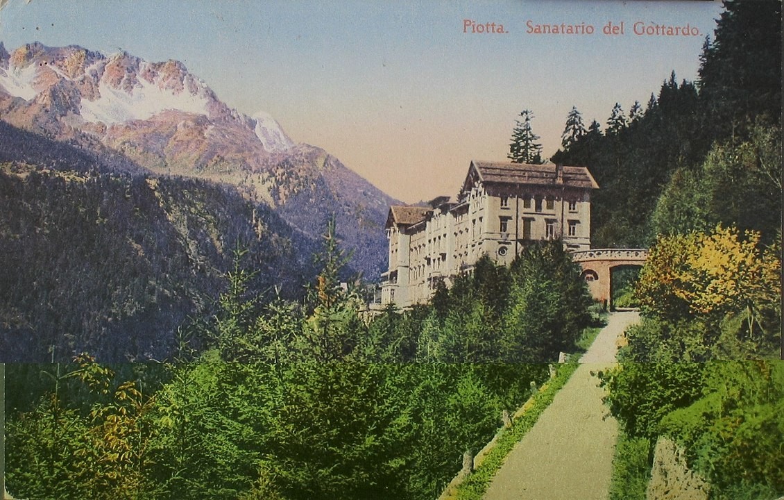 Le Sanatorium du Gothard comme motif d'une carte postale de Piotta de 1921.