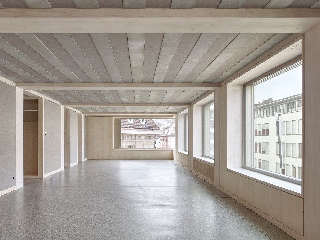 Vue de l'intérieur du nouveau bâtiment de la Spiegelgasse à Bâle.