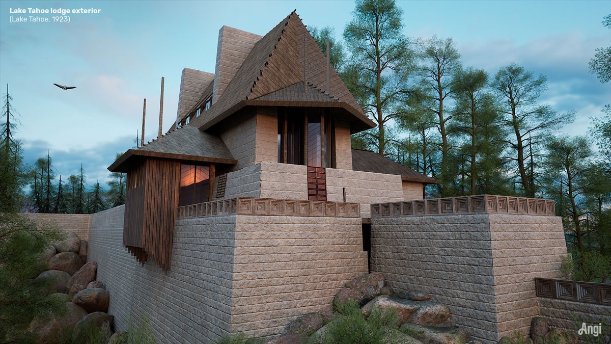 L'architecte a effectivement conçu la « Lake Tahoe Summer Colony » en 1923 sans avoir reçu de commande concrète pour un terrain non bâti d'environ 80 ha  situé à l'angle sud-ouest du lac Tahoe dans le parc d'État d'Emerald Bay en Californie.