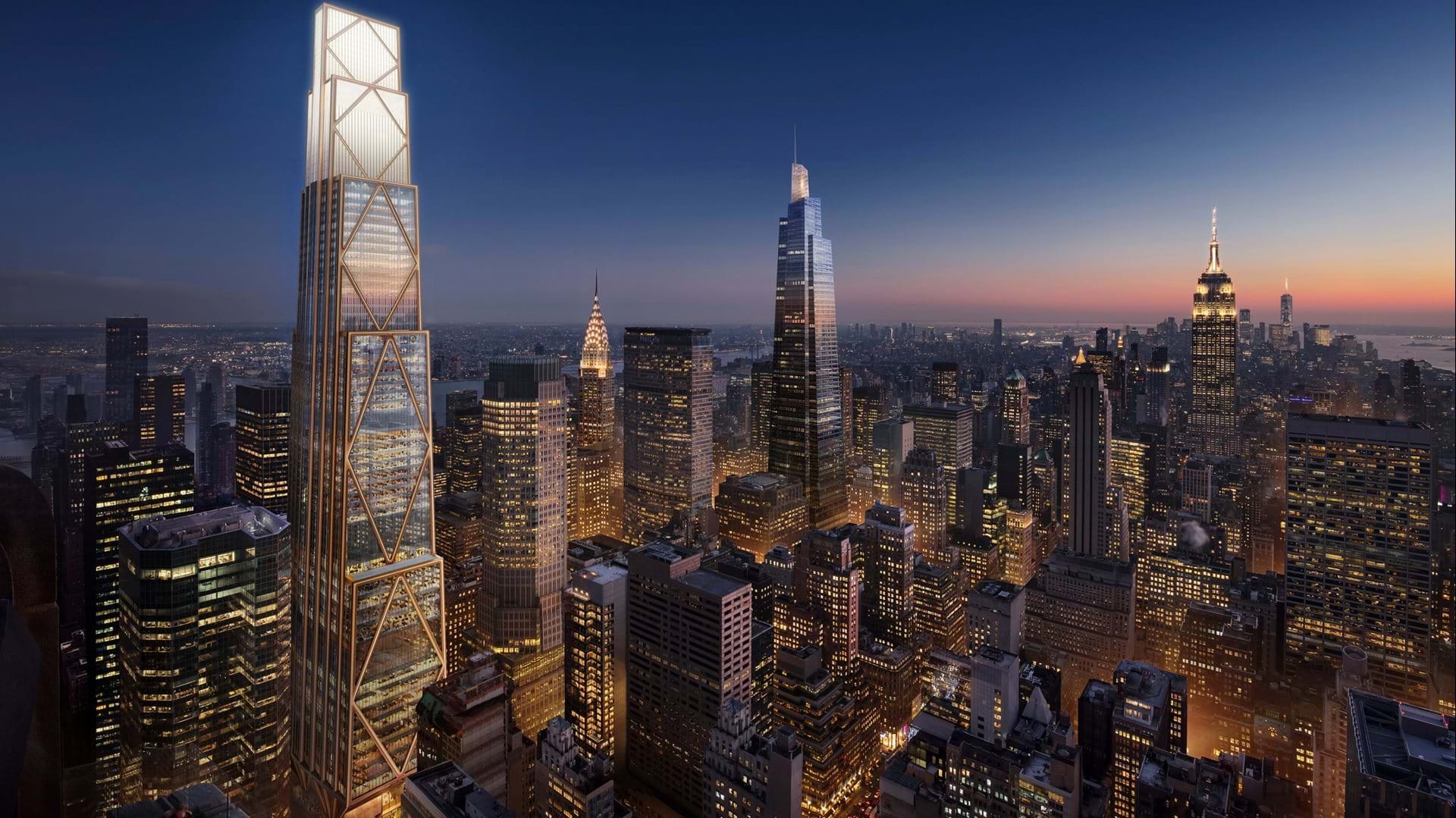 Le nouveau siège social de la banque JPMorgan Chase devrait compter 60 étages au total et atteindre une hauteur de 423 m.