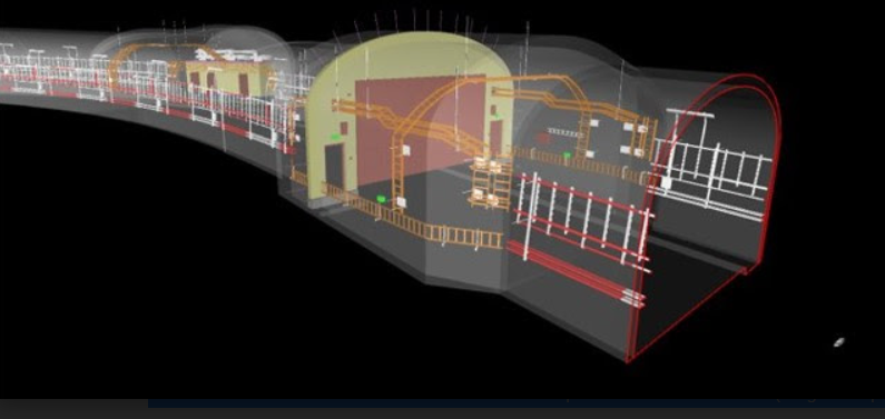 Visualisation du modèle BIM du tunnel de raccordement pour le métro de Stockholm.
