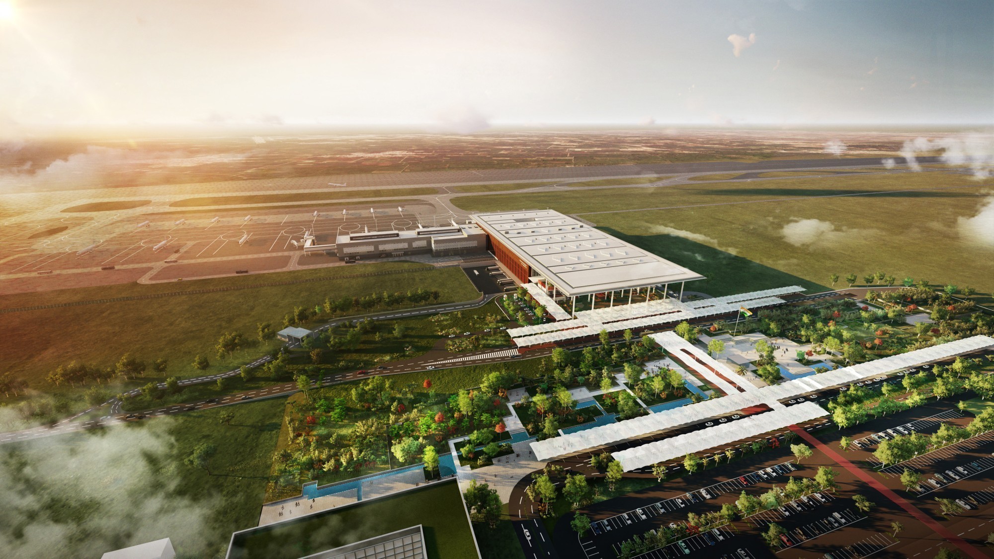 Voici à quoi devrait ressembler un jour l'aéroport de Noida, aux portes de la capitale indienne Delhi.