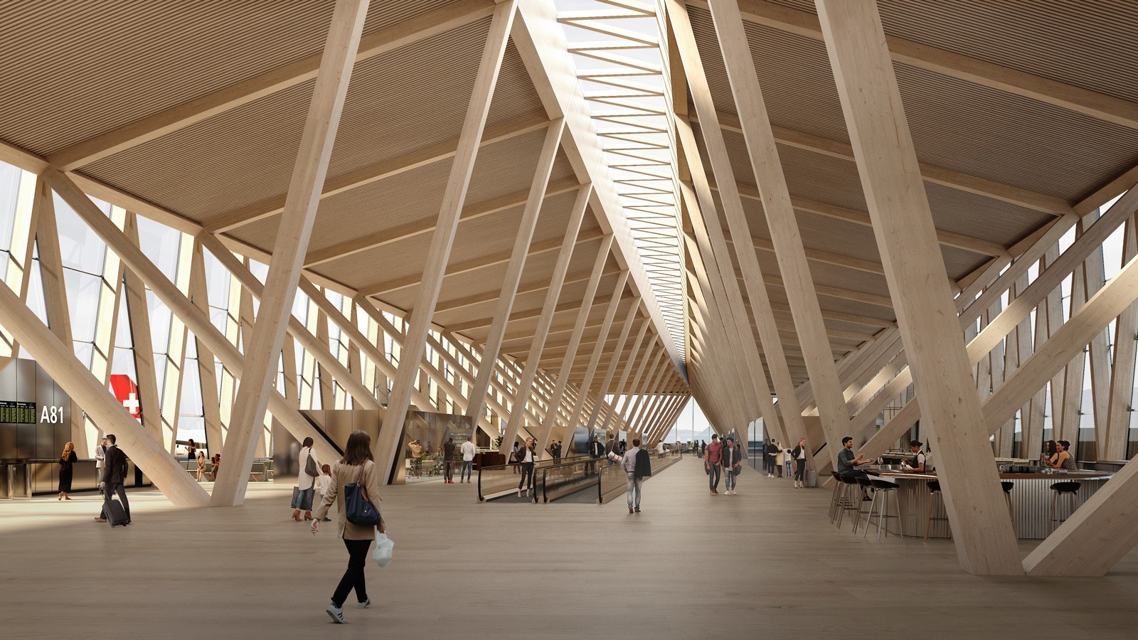 Visualisation: le nouveau terminal sera doté d'une structure porteuse en bois massif.