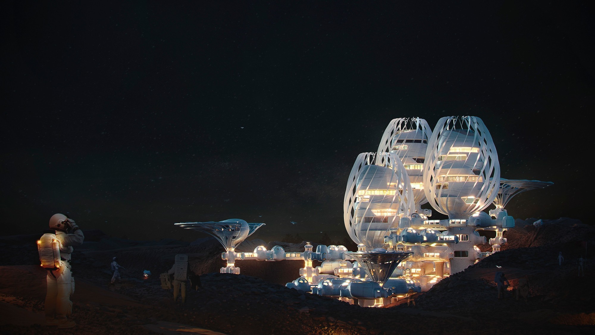 Le projet futuriste Hexarion vise à montrer comment une colonie sur Mars peut, grâce à l'économie circulaire, se créer un environnement qui permette aux hommes de séjourner sur la planète rouge. (Architecture : BER SAB ARC Design Studio)