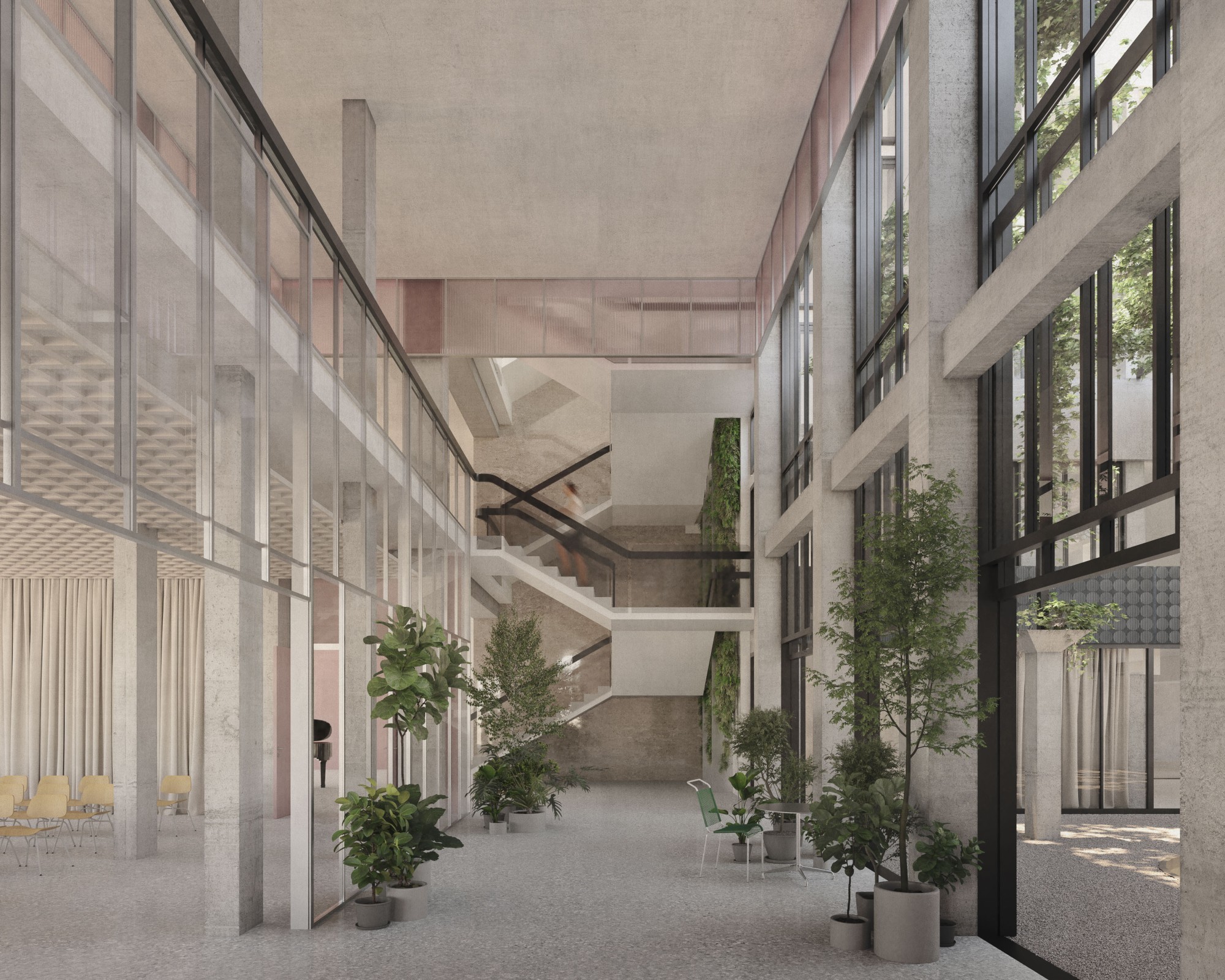 Visualisation du projet de rénovation de l'ambassade suisse de Londres. La structure existante sera prise en compte lors des transformations de l'édifice.