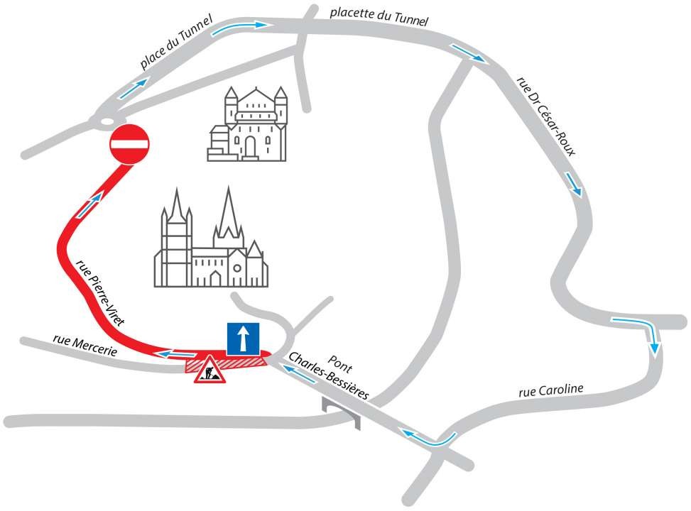 Infographie de mobilité durant les travaux