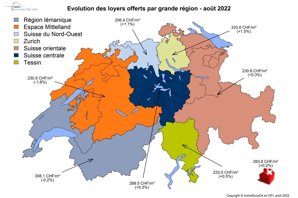 Carte suisse  ImmoScout24 immobilier 2022