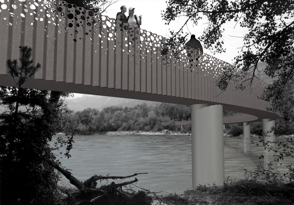 Passerelle bois de Finges 1