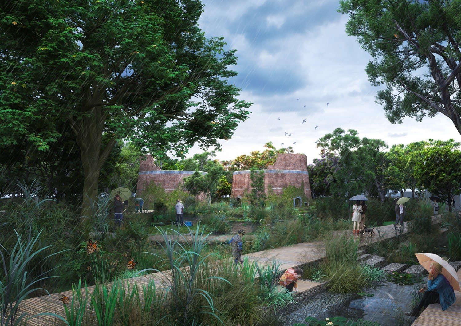 Selon les architectes, la renaturation du canal d'irrigation d'Anqingzhen permettra d'ouvrir certaines parties désaffectées du site de l'usine et d'aménager un nouveau parc vert au cœur de la ville.