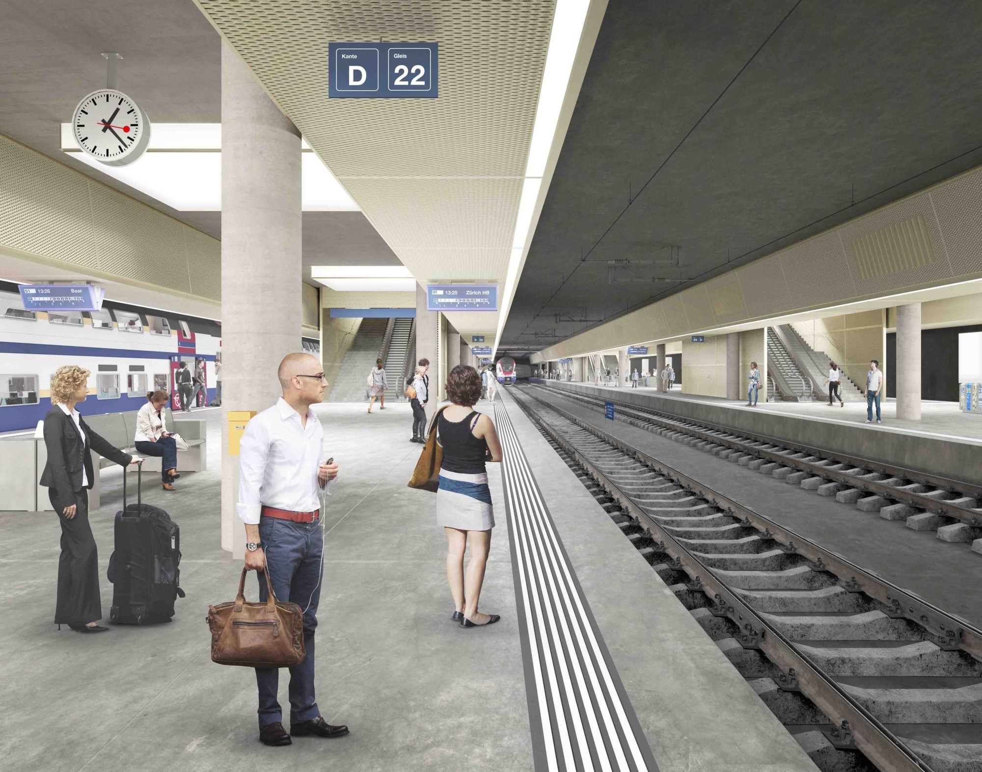 Visualisation: la nouvelle gare de passage doit désengorger l'actuelle gare de Lucerne.