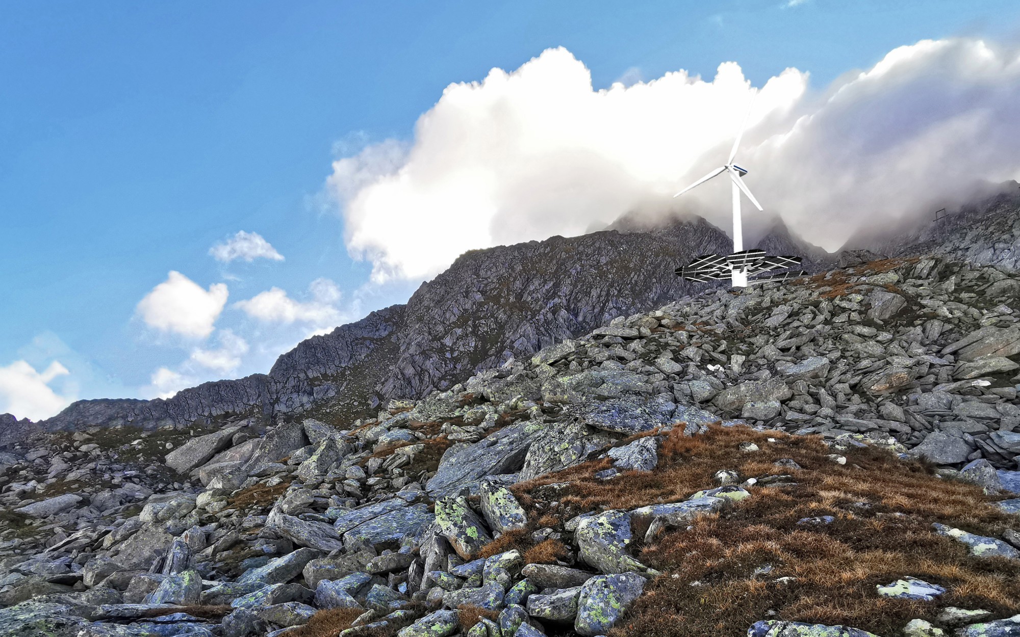 Centrale solaire éolienne et solaires Grisons 1