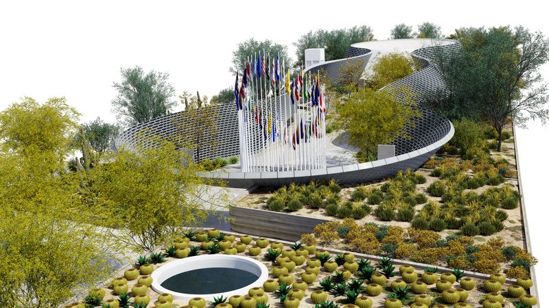 L’enceinte du mémorial de Las Vegas représente un symbole puissant d’unité inspiré par la nature.
