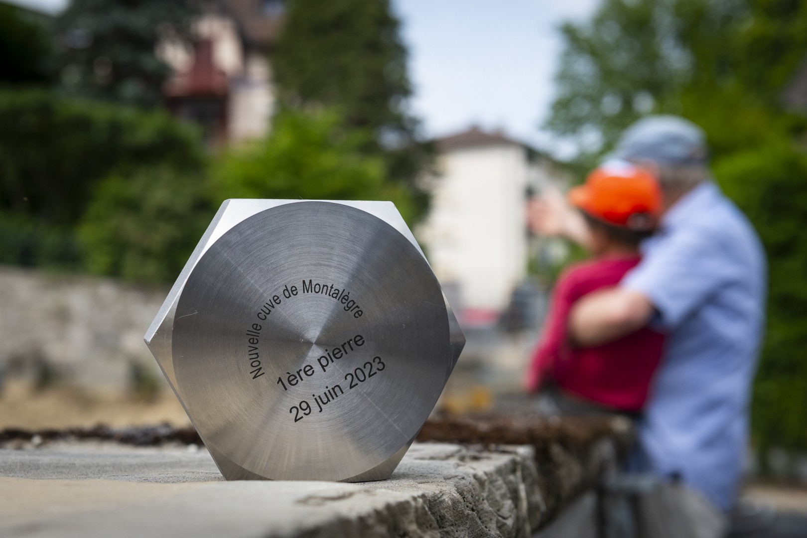 Pose de la première pierre pour la modernisation du réservoir de Montalègre à Lausanne.