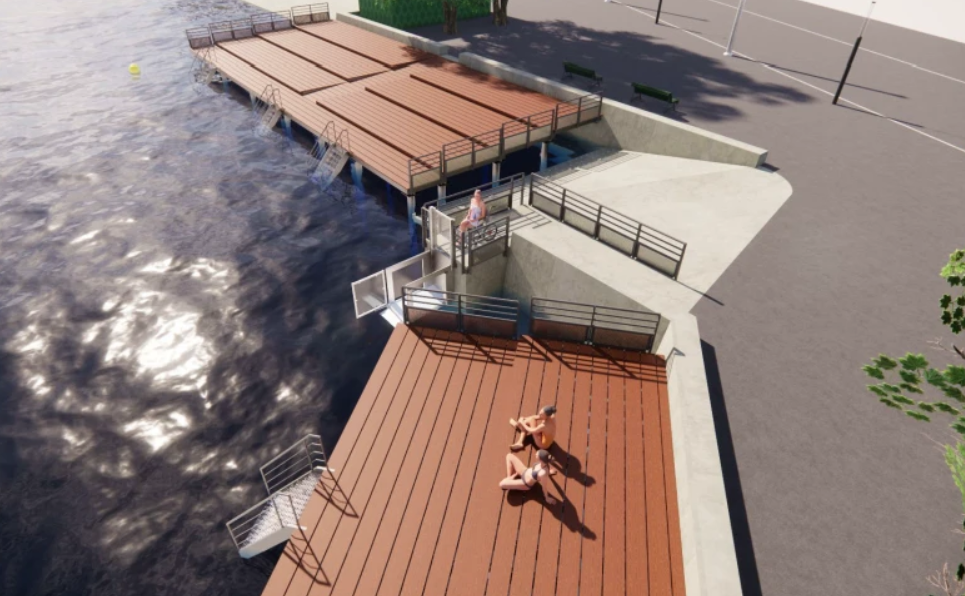 Projet d'aménagement d'une nouvelle plateforme de baignade dans le Port d'Ouchy totalement adaptée aux personnes à mobilité réduite.