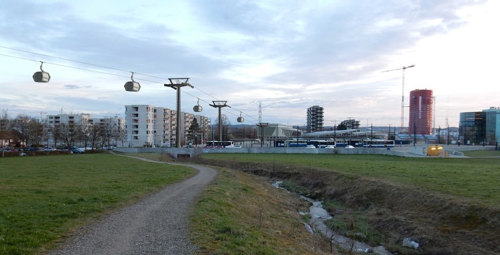 Le nouveau téléphérique sera connecté à la gare de Stettbach (ZU).