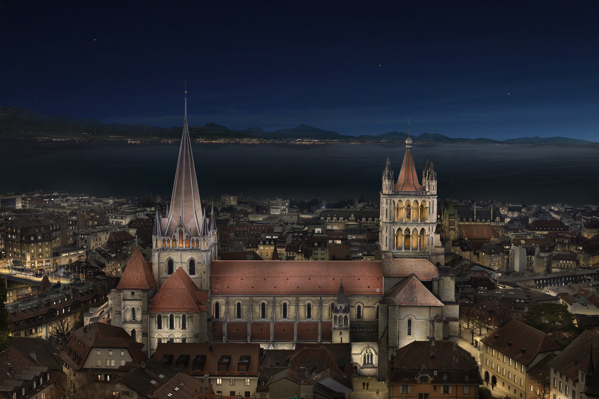 Eclairage cathédrale Lausanne 2