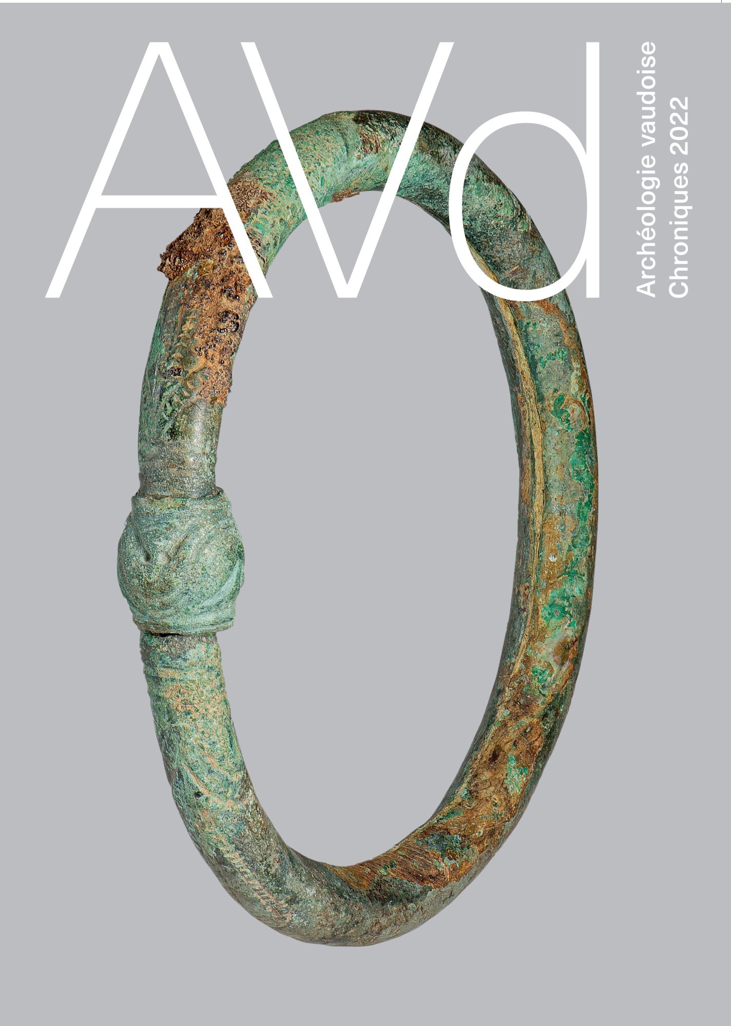 La couverture de la dernière édition de l'Architecture vaudoise représente un bracelet en bronze issu de la nécropole laténienne de Denges-Les Delésulles.