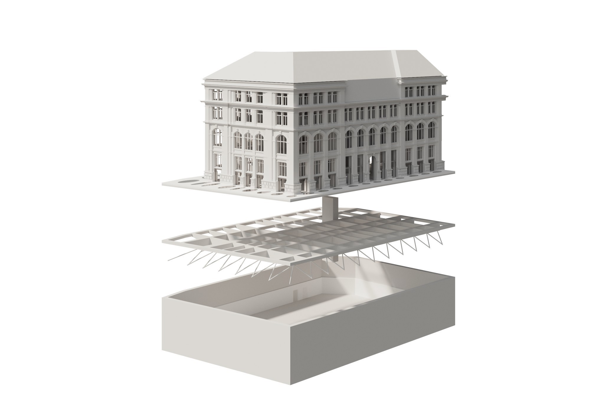 La salle d'exposition sera intégrée au sous-sol, nécessitant ainsi la construction de l’ensemble du bâtiment en sous-terrain.