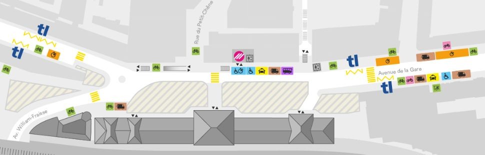 La place de la Gare et la place des Saugettes sont aménagées en fonction des travaux de modernisation et d’agrandissement de la gare de Lausanne. L'offre en matière de stationnement s'adapte selon les emprises de chantier.
