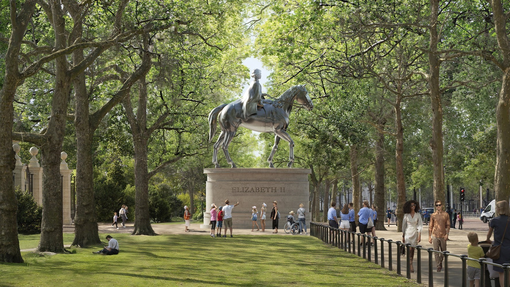 Voici à quoi pourrait ressembler le futur monument dédié à la reine Elizabeth II, qui sera érigé dans le parc St. James’s à Londres.