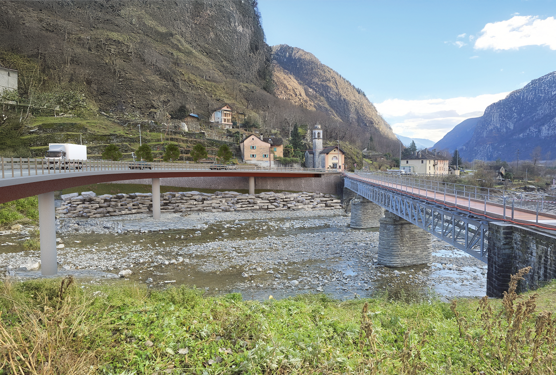 D’une longueur totale de 146 m et d’une largeur de 8 m, le pont sera construit en trois étapes et reposera sur deux poutres en acier Corten, qui soutiendront un tablier en béton armé.