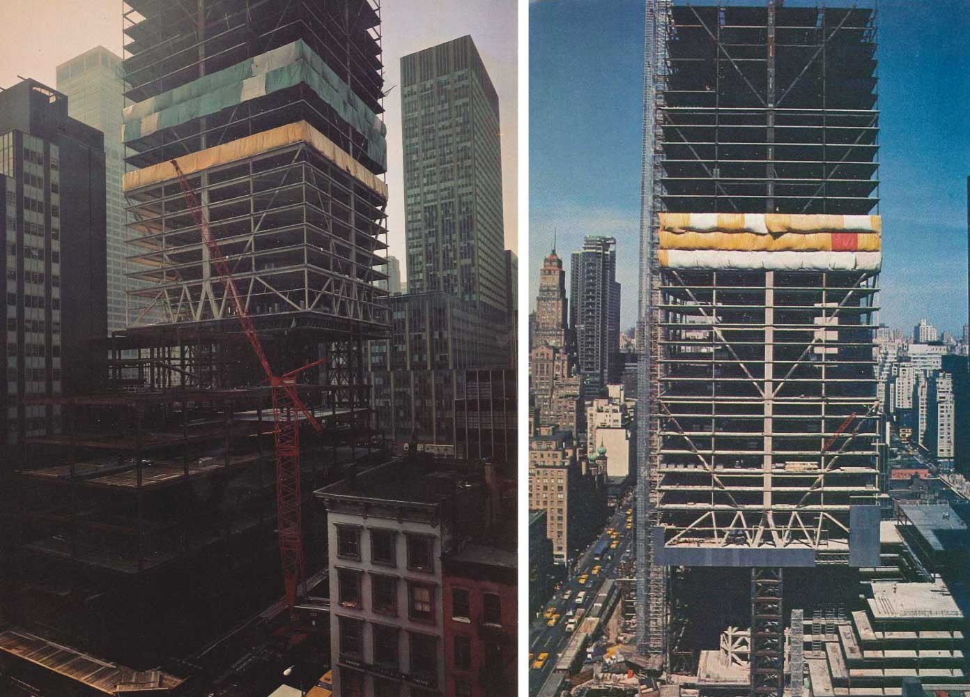 Des photos historiques datant de 1976 montrent la construction du Citicorp Center et donnent un aperçu de sa structure.