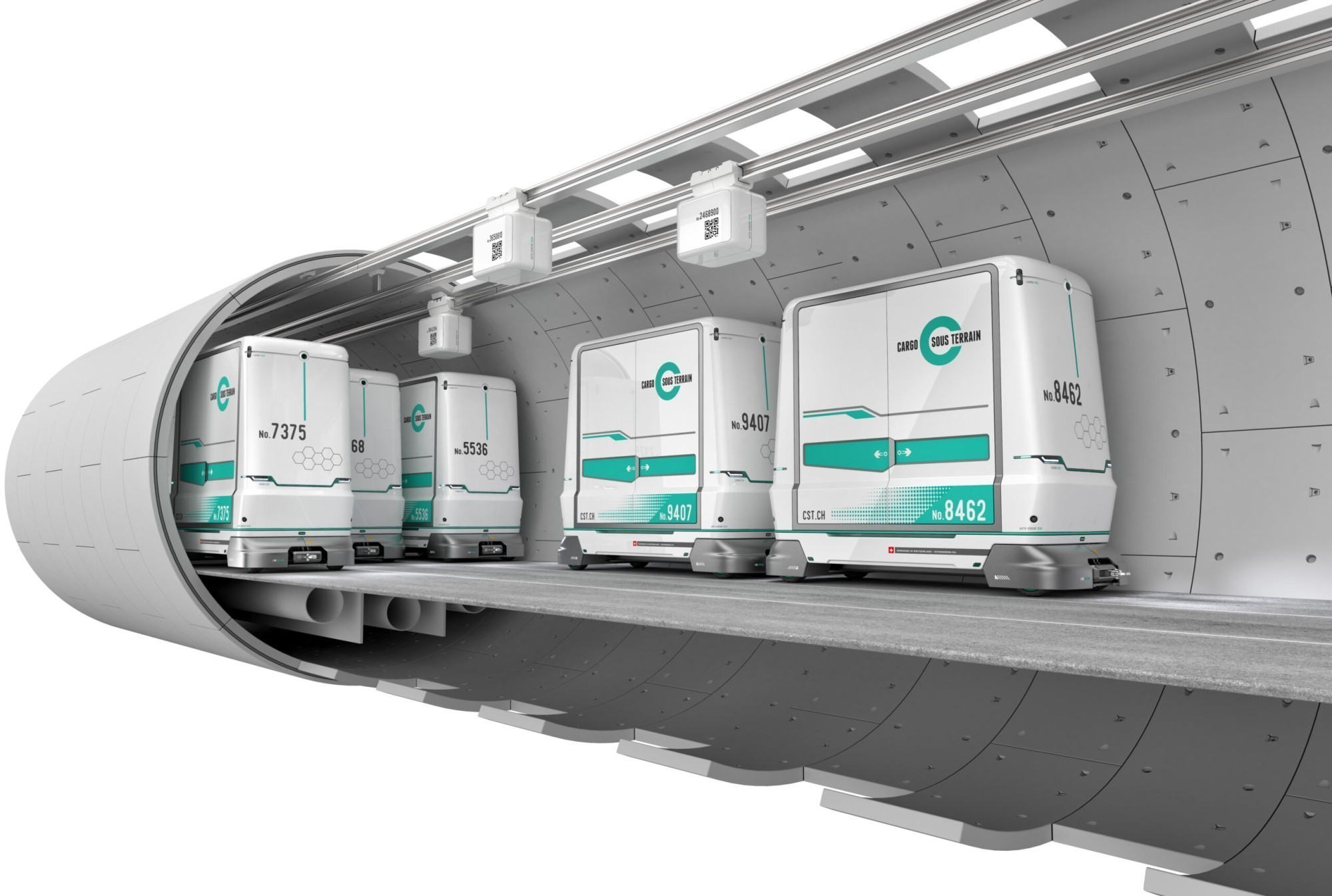 Représentation du tunnel logistique imaginé par Cargo sous Terrain.