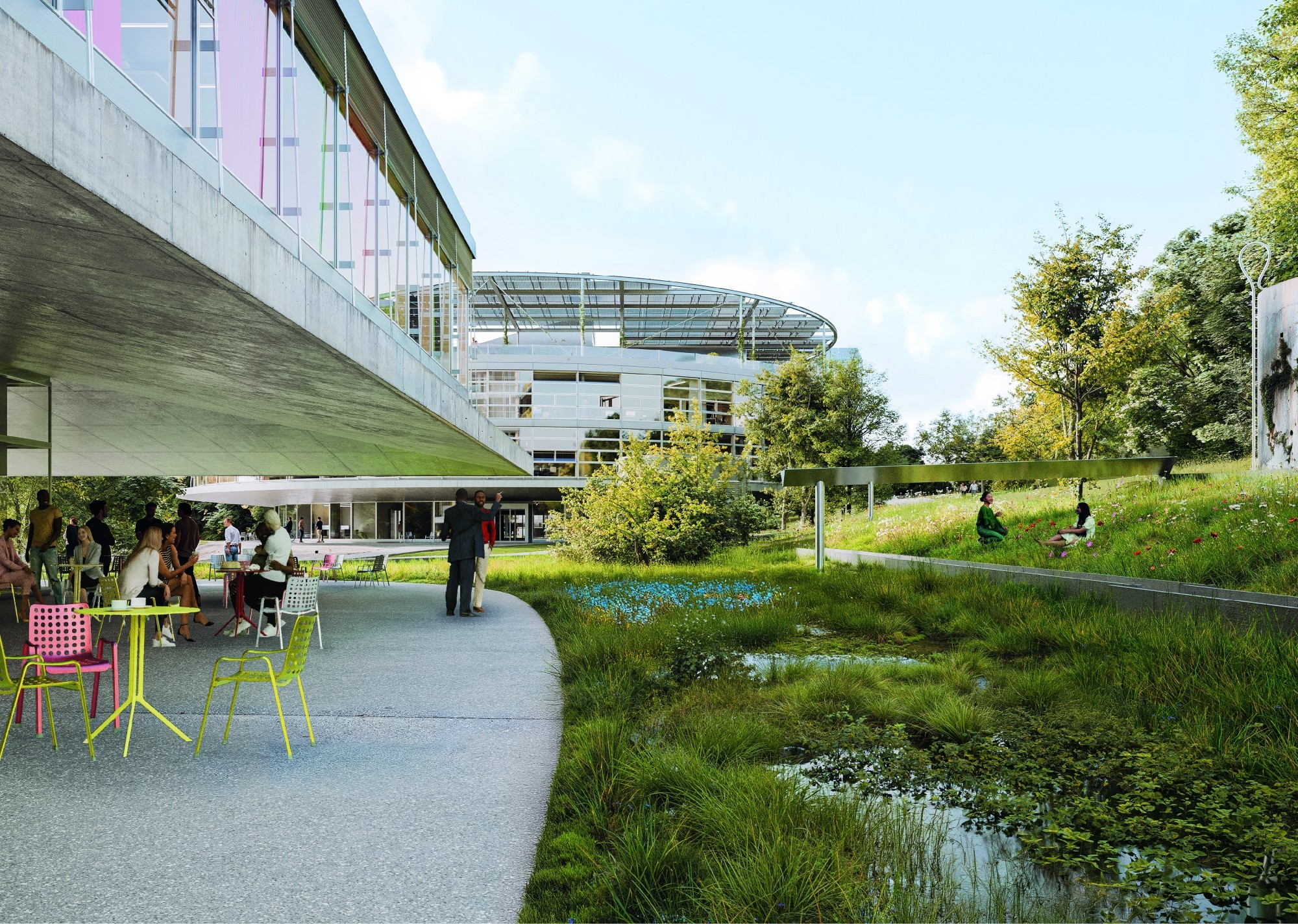 Le futur parc paysager du Campus Santé, conçu par Studio Vulkan, accueillera arbres, prairies fleuries et espaces de biodiversité.