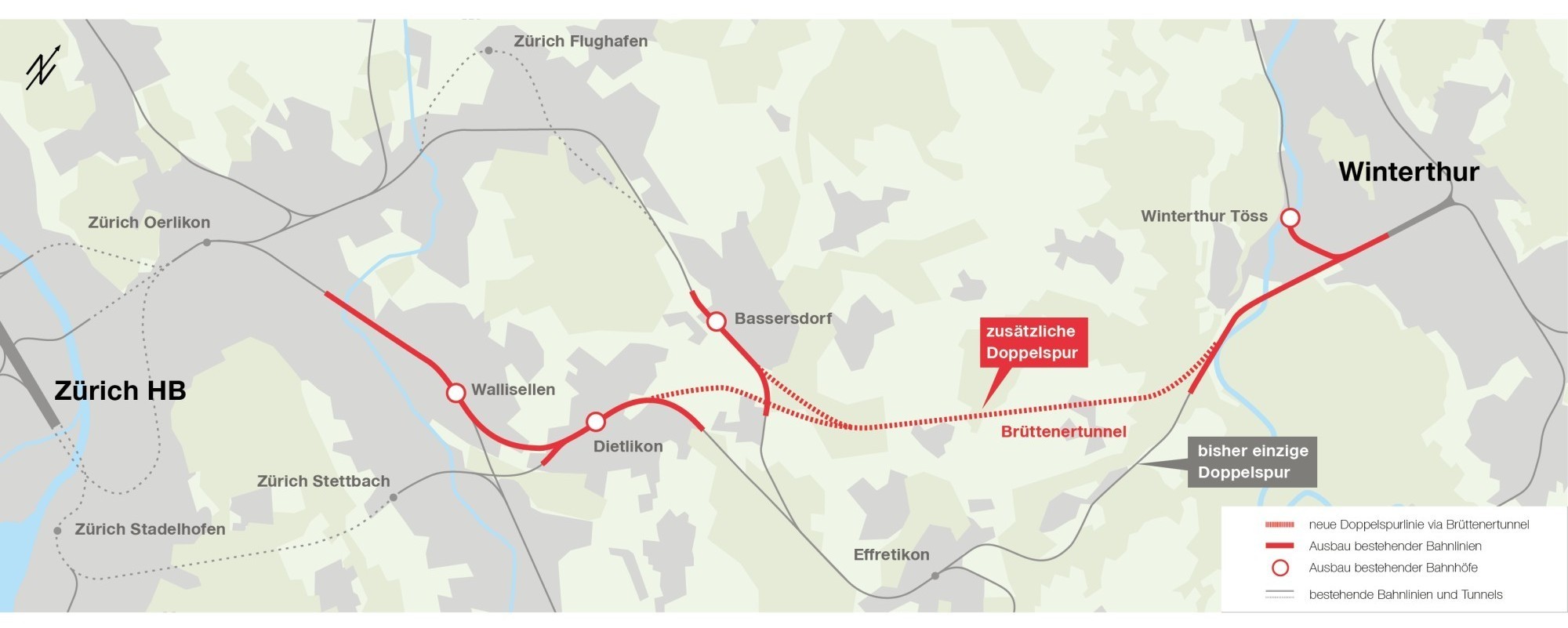 Le tunnel de Brütten, long de 9 km, constitue le cœur du projet d'élargissement à plusieurs voies.