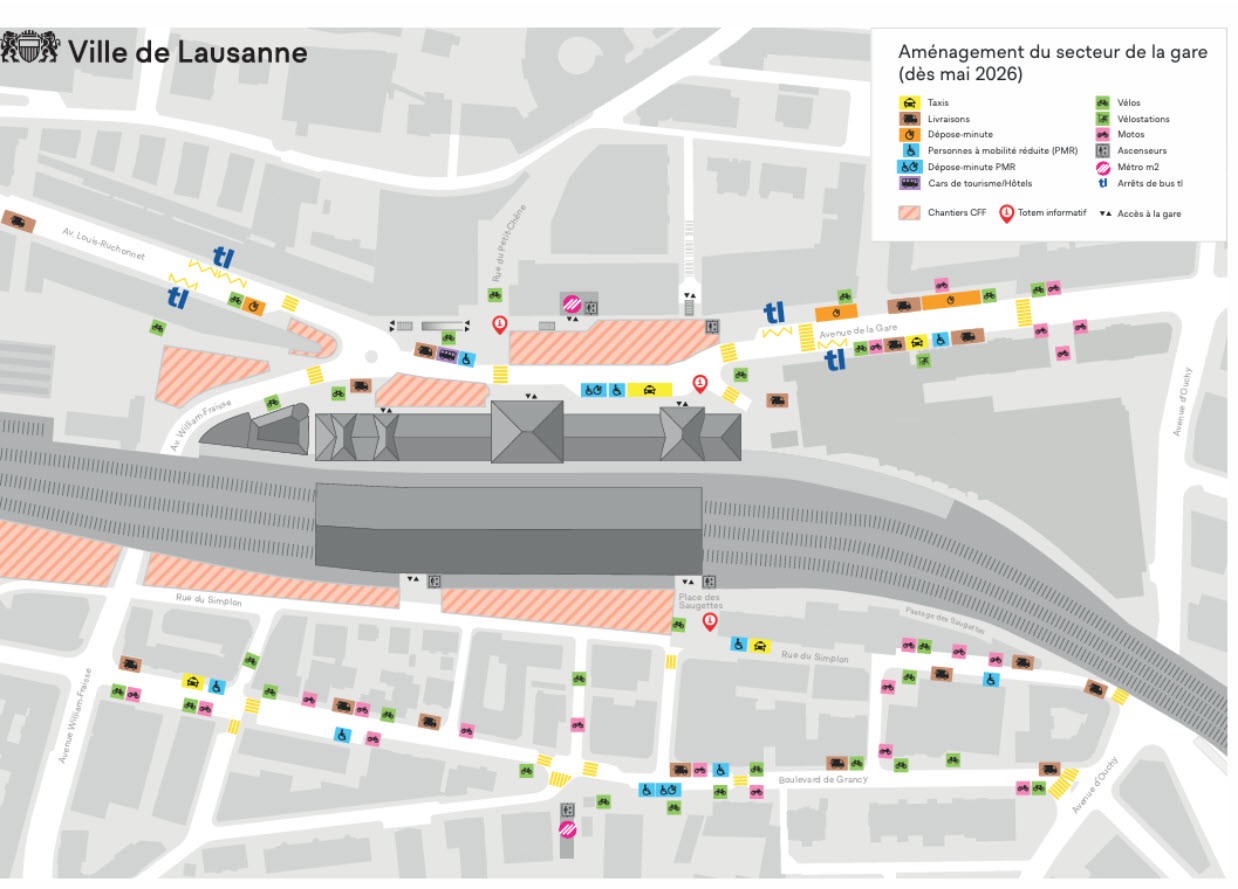 Plan circulation gare Lausanne