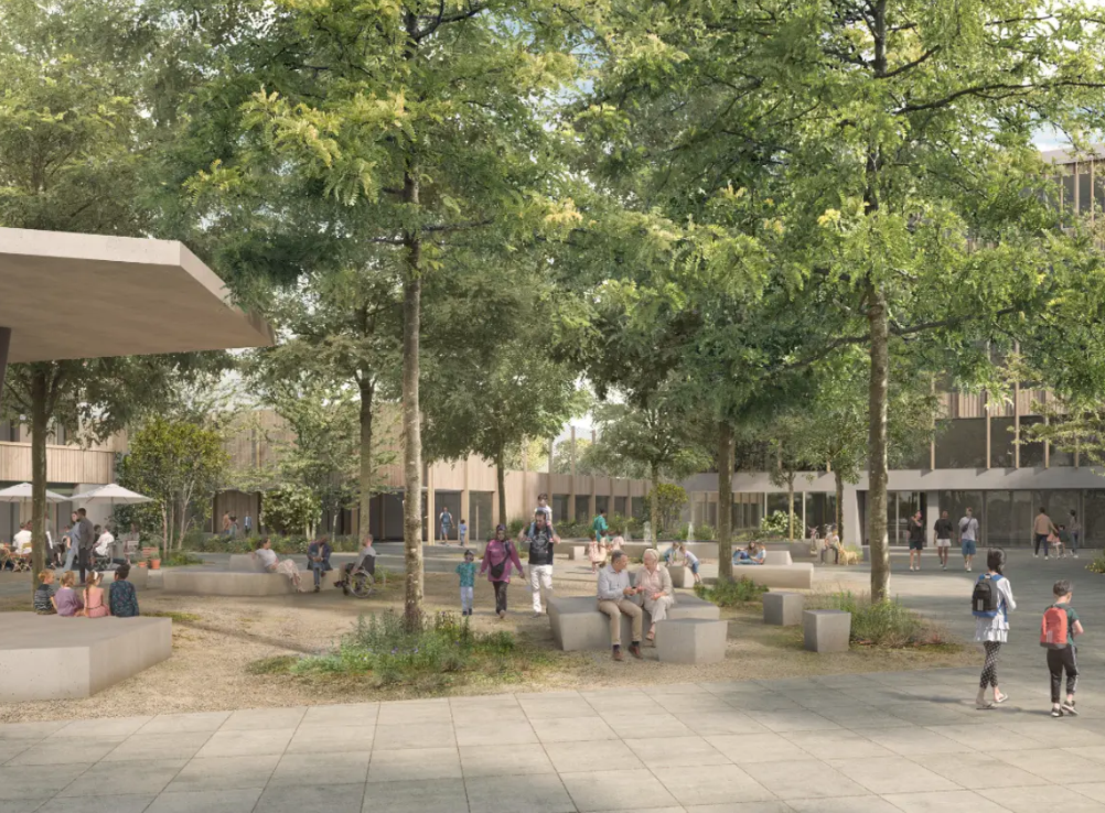 Des espaces arborisés offrent des lieux de rencontre conviviaux.