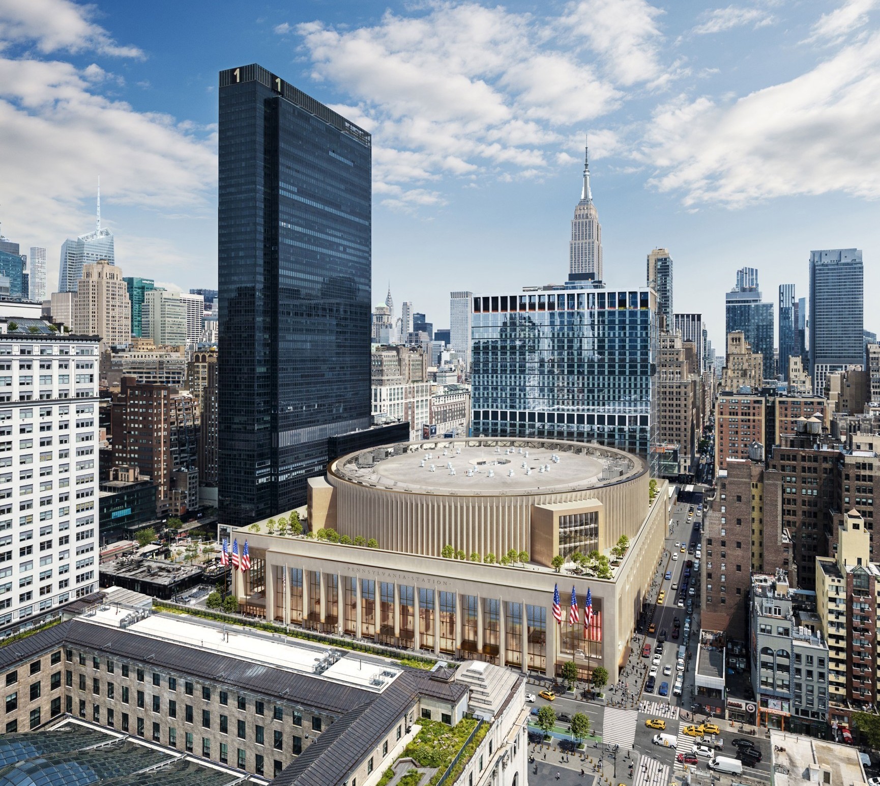 Aperçu visuel du futur visage de la Penn Station après sa transformation.