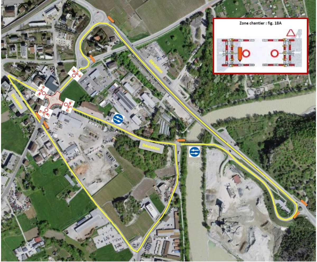 Les travaux sont en cours au giratoire de Cloux‑Roussier dans le cadre du réaménagement de Sierre‑Est.