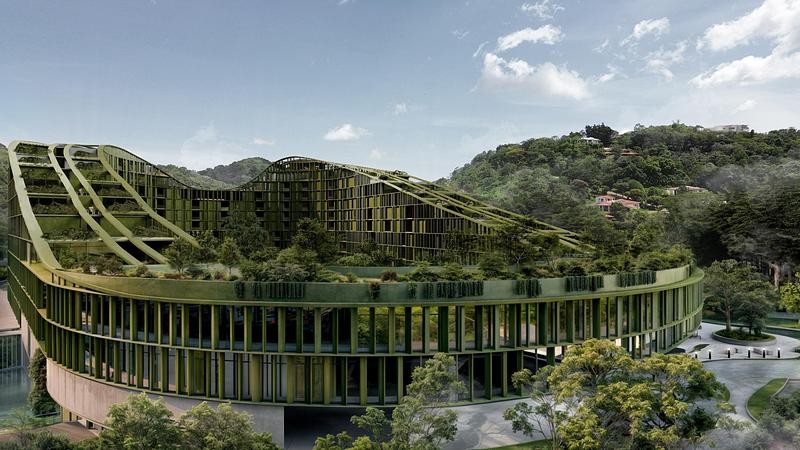 Le projet à usage mixte situé à Nuevo Cuscatlán réunit plus de 400 logements, un quartier commercial et une forêt préservée au sein d’un seul et même bâtiment hybride.