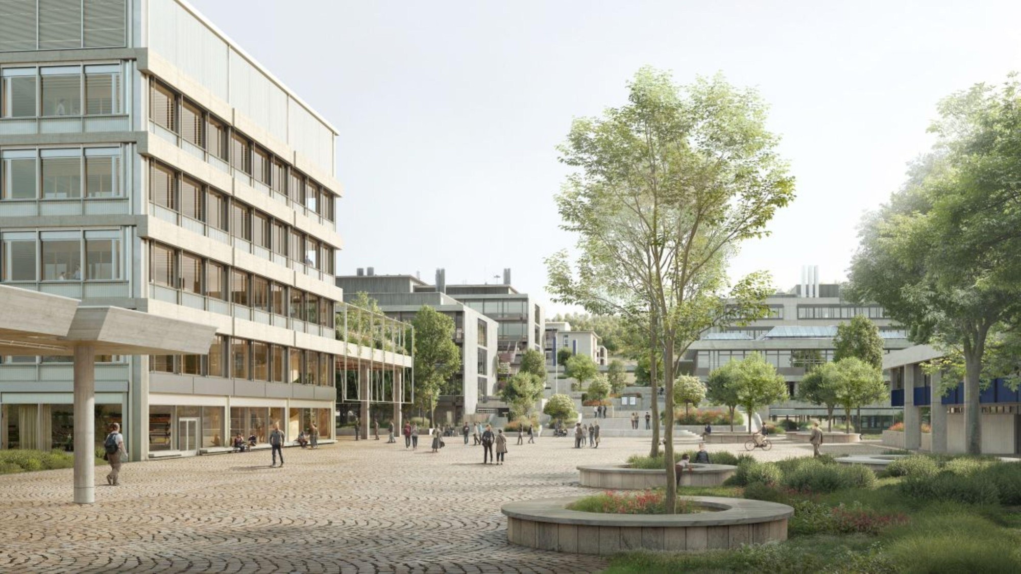 Visualisation du bâtiment portant le nom de « Portal » car il constitue pour les visiteurs la zone d’accès au cœur du campus d’Irchel.