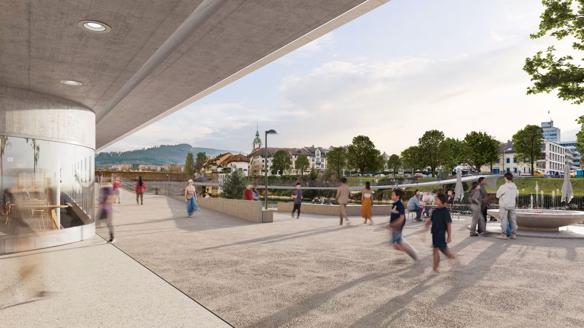 Les plans prévoient des parkings souterrains pour voitures, motos et vélos, une nouvelle passerelle sur l'Aar ainsi qu'une terrasse agrandie au bord de l'Aar.