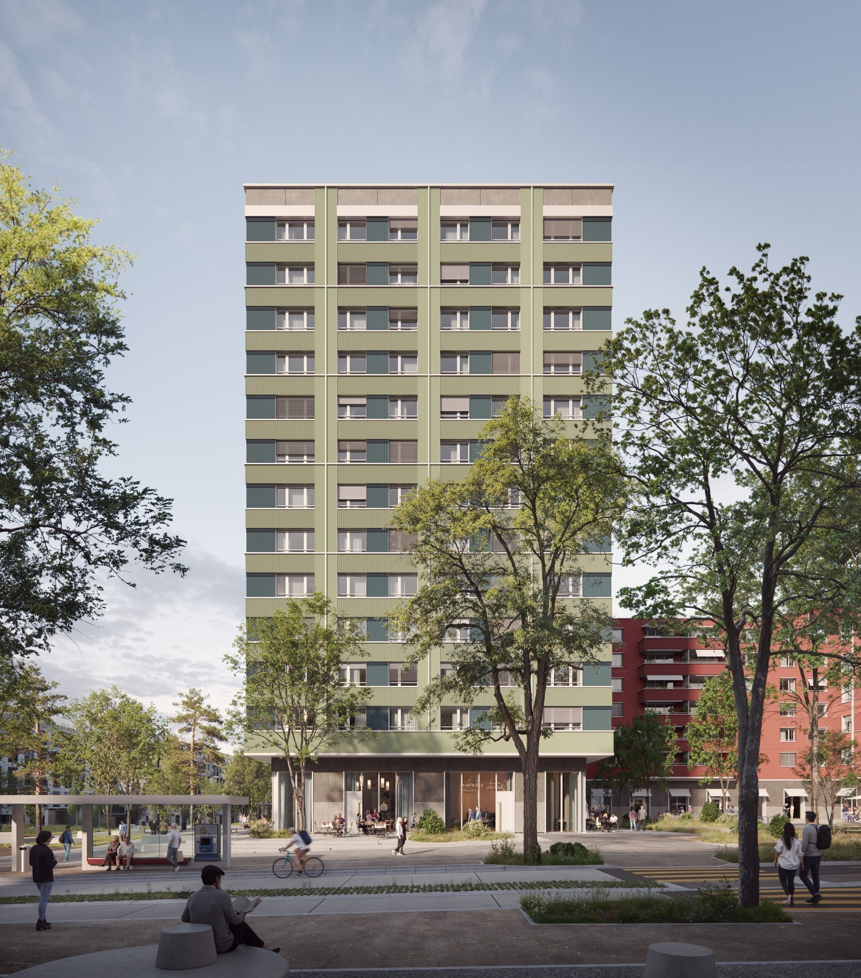 L'élément central du complexe est la tour résidentielle « Ida », haute de 40 m.