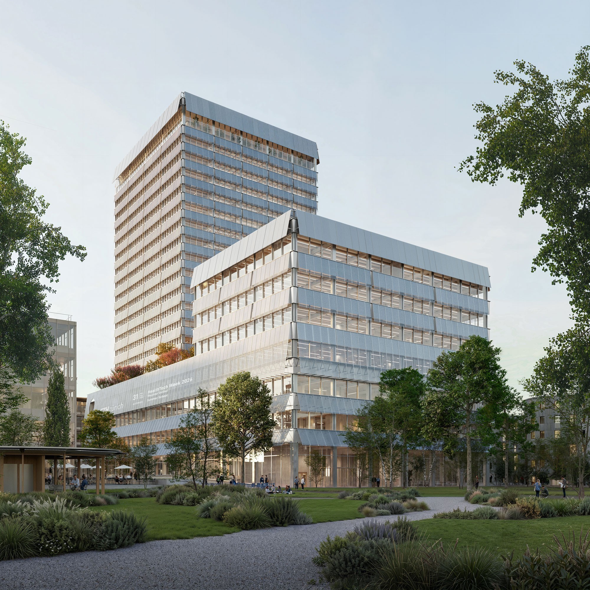 A l’ouest du nouveau bâtiment HWS, un nouveau parc paysager, baptisé « Square », sera aménagé avec des espaces de détente et des espaces verts.