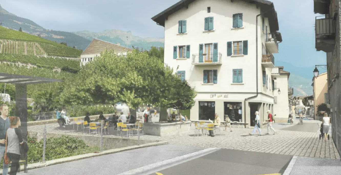 La traversée de Muraz sera requalifiée afin de modérer le trafic et de créer des espaces publics plus conviviaux au cœur du village.