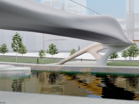 Paris construit le premier pont imprimé 3D béton du monde sur le canal Saint-Denis à Aubervilliers.