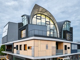 L'unité HiLo trône sur la plateforme supérieure du bâtiment de recherche et d'innovation NEST sur le campus de l'Empa à Dübendorf, en Suisse