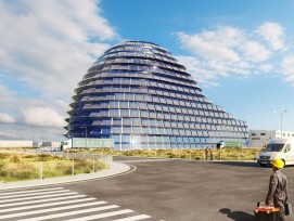 Visualisation du Sun Rock: grâce à sa forme spéciale, des modules solaires devraient pouvoir être installés sur une surface d'au moins 4000 m2.