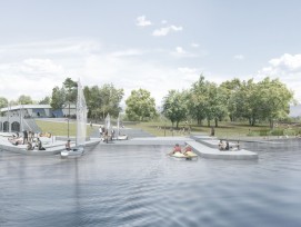 Visualisation de la future plage du Vengeron: un nouvel espace de nage et de loisirs aquatiques sera mis à disposition de la population dans le plus grand respect de l'environnement.