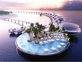 L'hôtel Sheybarah est un complexe luxueux de 73 villas situé sur l'île inhabitée de Sheybarah, à 45 minutes en bateau du continent. Le site abrite un environnement très diversifié avec des mangroves denses, une flore désertique, des plages de dunes de sab