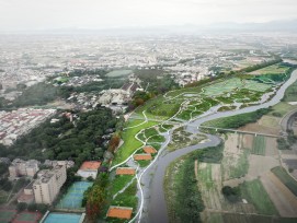 Visualisation: avec la création de la «Hoowave Water Factory» MVRDV réaménage à Huwei la zone d'une ancienne usine d'alcool et crée un nouveau parc grâce à la renaturation d'un canal d'irrigation existant.