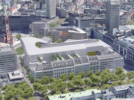 Düsseldorf se dote d'un boulevard Calatrava près de la «Kö», vue du ciel, depuis le nord-ouest.