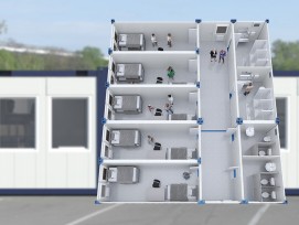 Les conteneurs sont parfaitement adaptés aux besoins des bâtiments de logement. Les espace peuvent être modifiés à volonté et les pièces peuvent être regroupées ou divisées sur un ou deux étages.